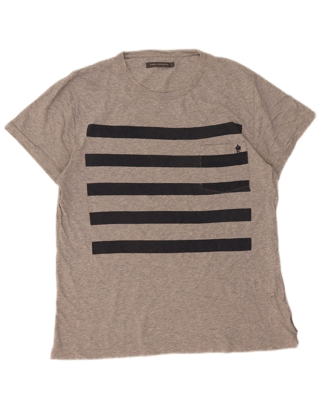 FRENCH CONNECTION T-Shirt Homme Haut Large Gris Colorblock Coton