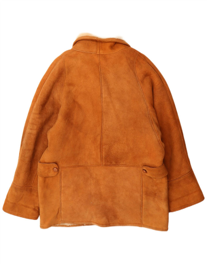 vintage Femmes Oversize Shearling Overcoat UK 16 Grand Beige