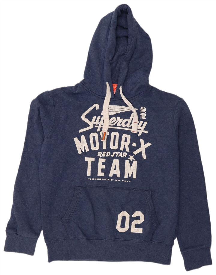 Superdry Pull à capuche graphique XL en coton bleu marine pour homme