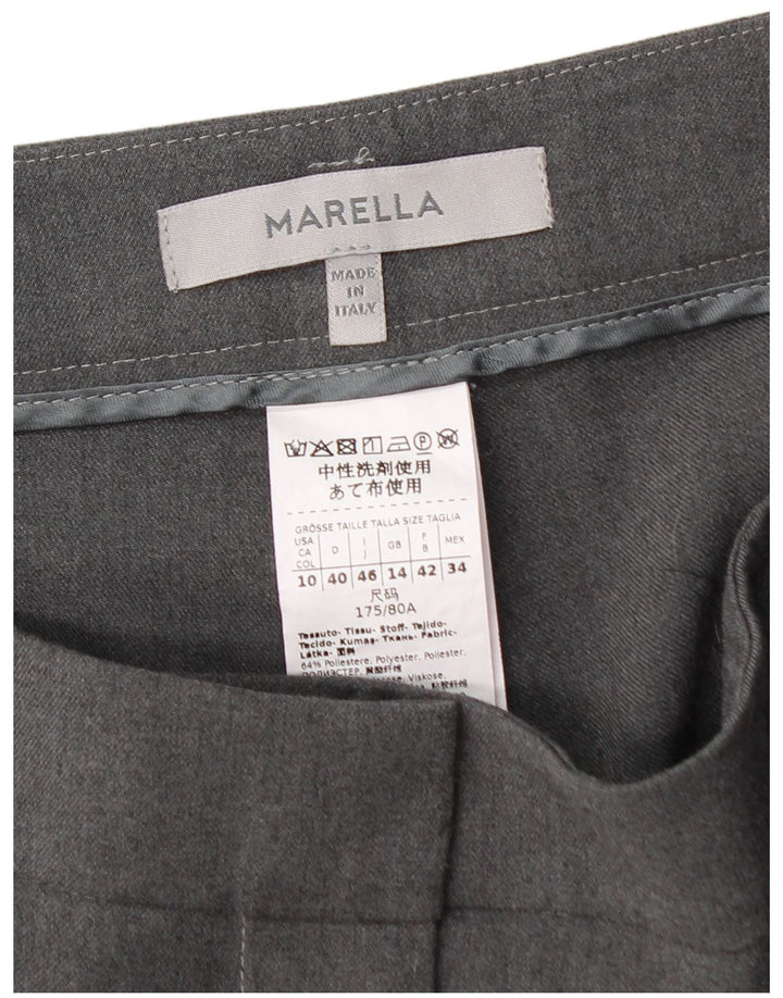 MARELLA Pantalon de costume droit pour femme UK 14 Large W32 L28 Gris Polyester