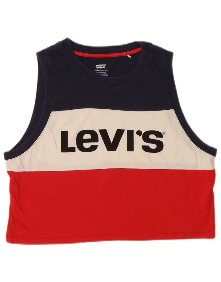 Levi's Débardeur Crop Graphic Femme UK 10 Small Multicolore Colorblock