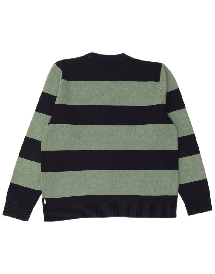 Marks & Spencer Pull à col rond pour homme Large rayé bleu marine