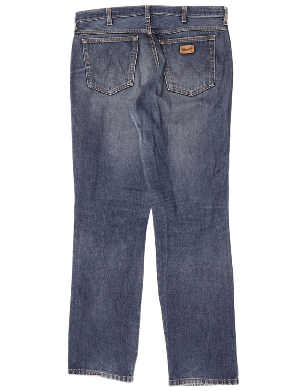 Wrangler Mens Regular Straight Jeans W36 L34 Bleu Coton