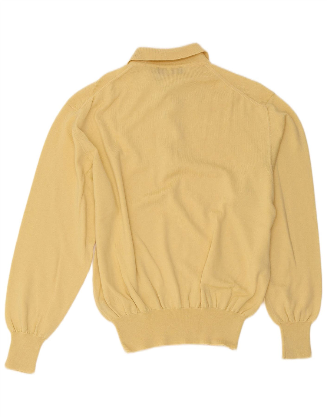 vintage Mens Polo Neck Jumper Pull Moyen Jaune Laine