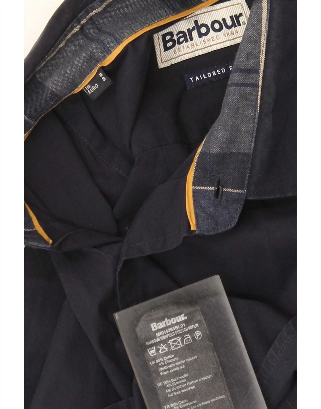Barbour Homme Coupe Ajustée Chemise Petit Bleu Marine Coton
