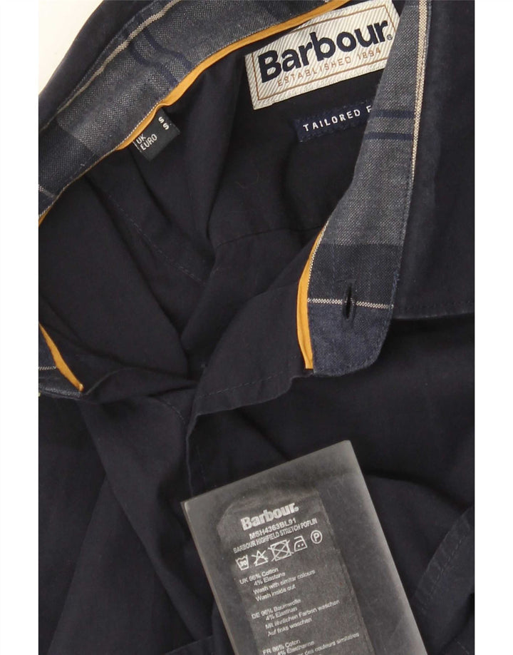 Barbour Homme Coupe Ajustée Chemise Petit Bleu Marine Coton