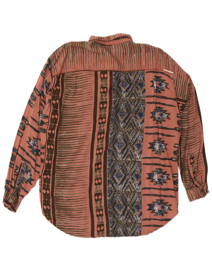 VINTAGE Chemise Homme Grande Rose Géométrique