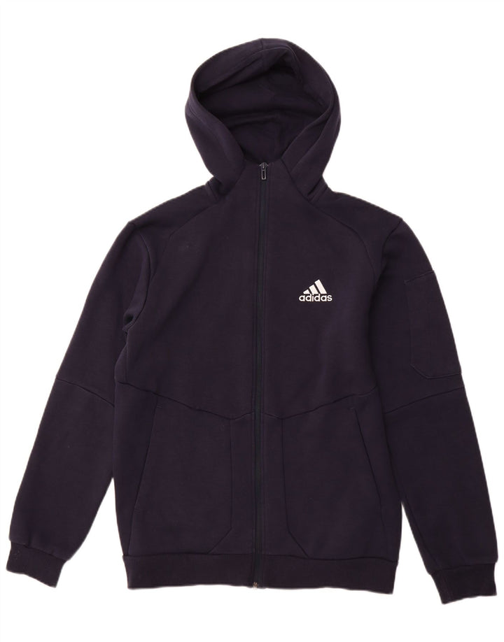 ADIDAS Pull à capuche zippé pour homme Petit coton bleu marine
