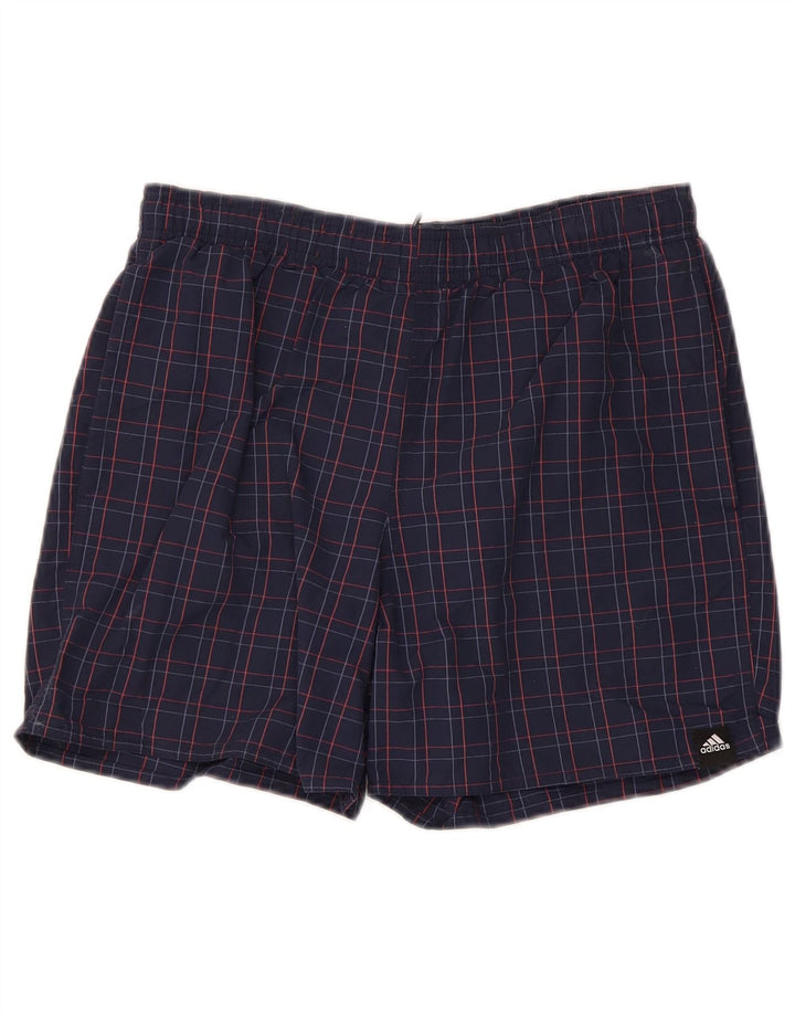 Adidas Short de sport pour homme Petit Bleu marine à carreaux en polyamide