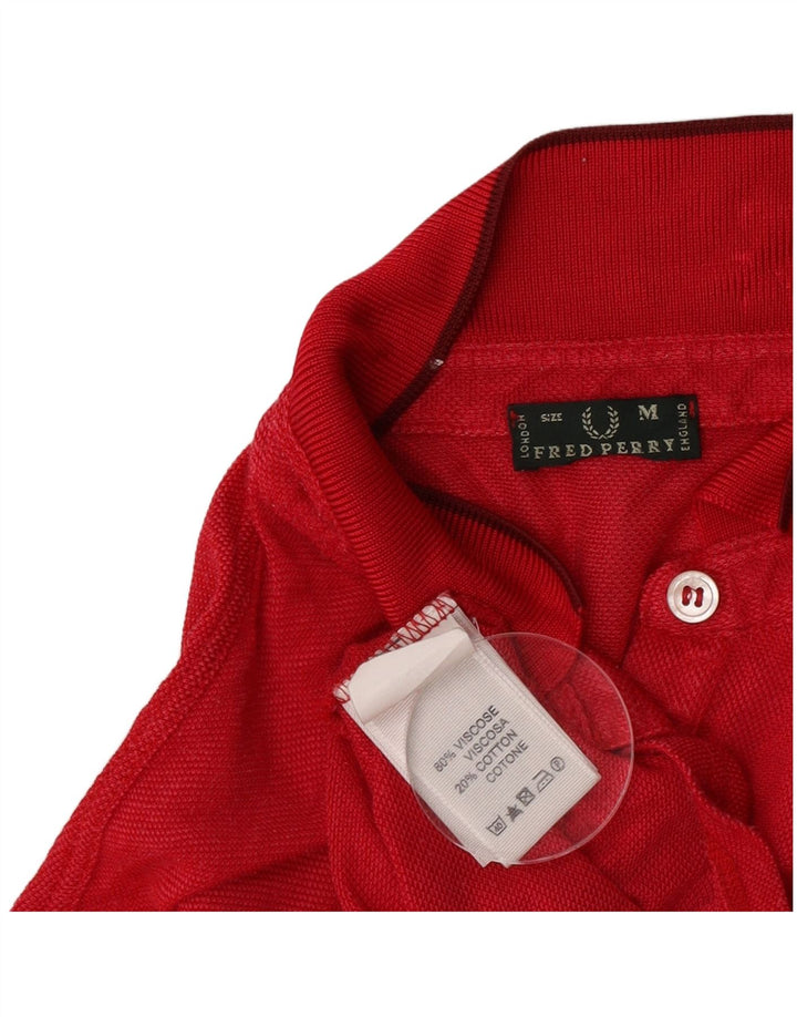 Fred Perry Polo Femme UK 14 Medium Rouge Viscose
