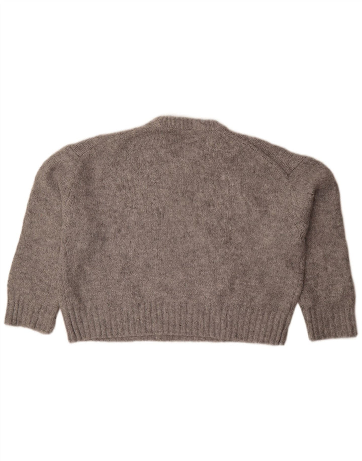 Zara Pull surdimensionné à col rond pour femme UK 14 Gris moyen moucheté