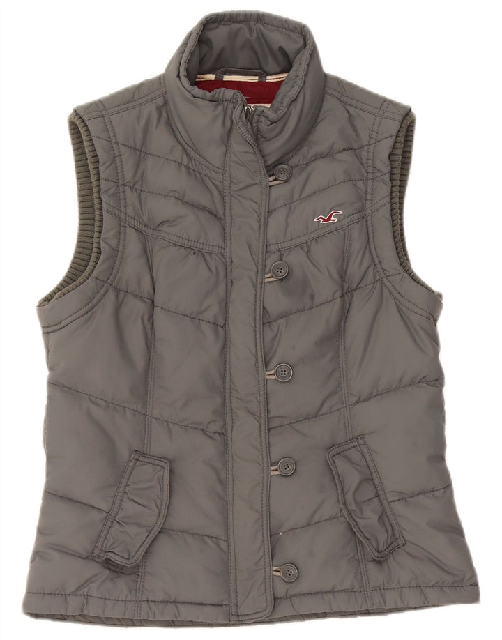Hollister Gilet rembourré pour femme UK 14 Large Gris Polyester