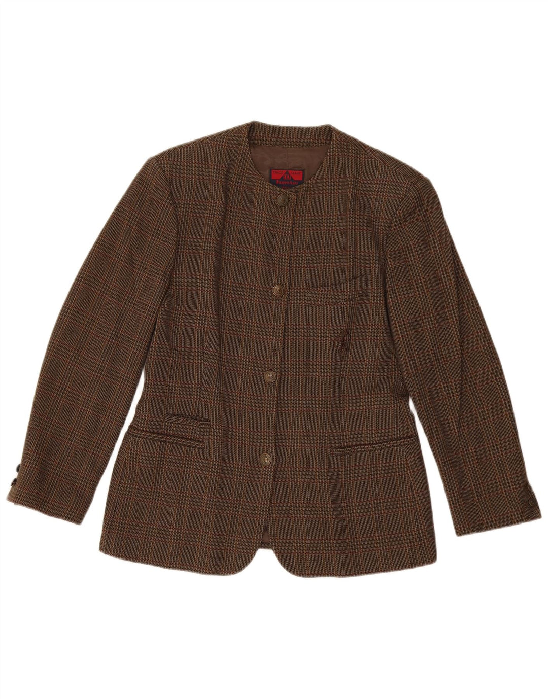 Filippo Alpi Veste blazer à 4 boutons pour femme IT 46 en laine à carreaux marron