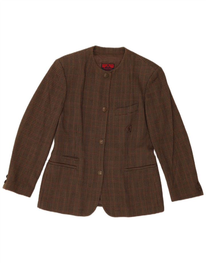 Filippo Alpi Veste blazer à 4 boutons pour femme IT 46 en laine à carreaux marron
