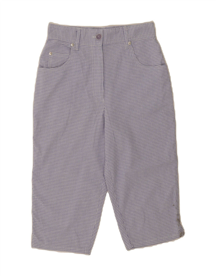 VINTAGE Womens Straight Capri Trousers EU 38 Medium W28 L16 Blue Gingham Vintage Vintage and Second-Hand Vintage from Messina Hembry 