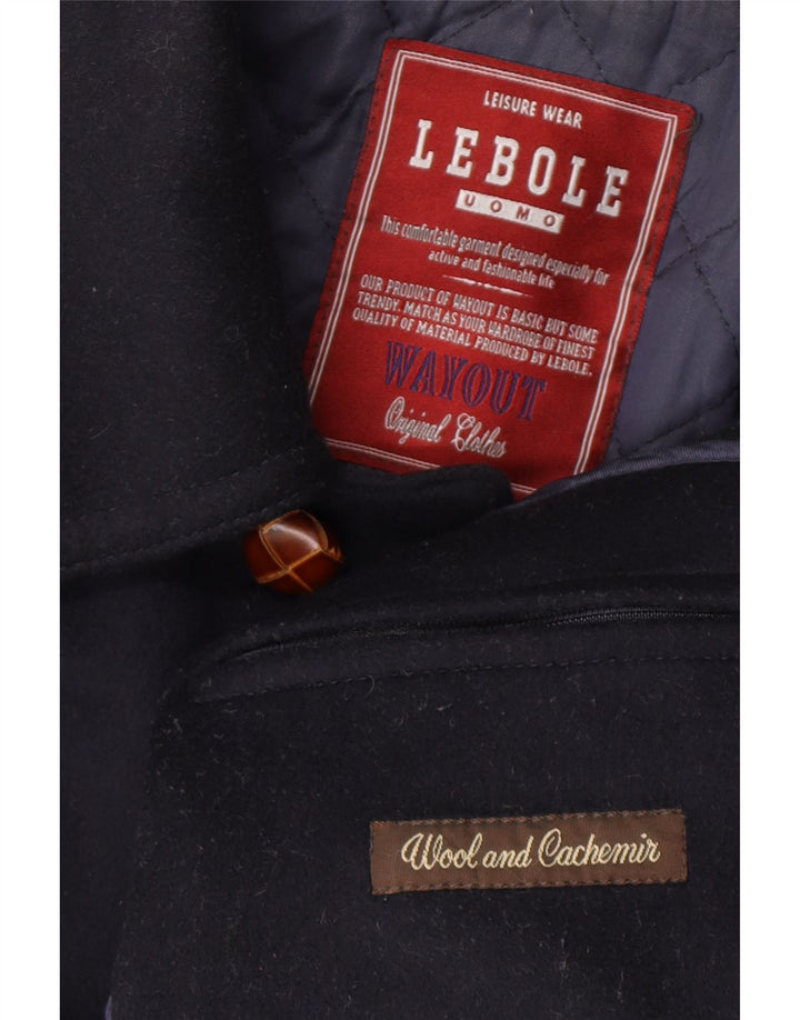 Lebole Manteau Homme UK 14 Grande Laine Bleu Marine
