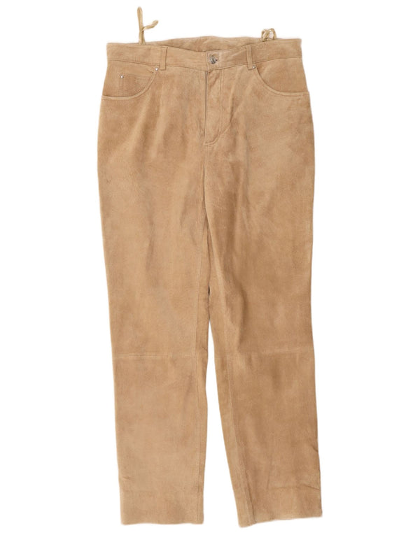 Pantalon en daim fuselé vintage pour homme W36 L30 Cuir Beige
