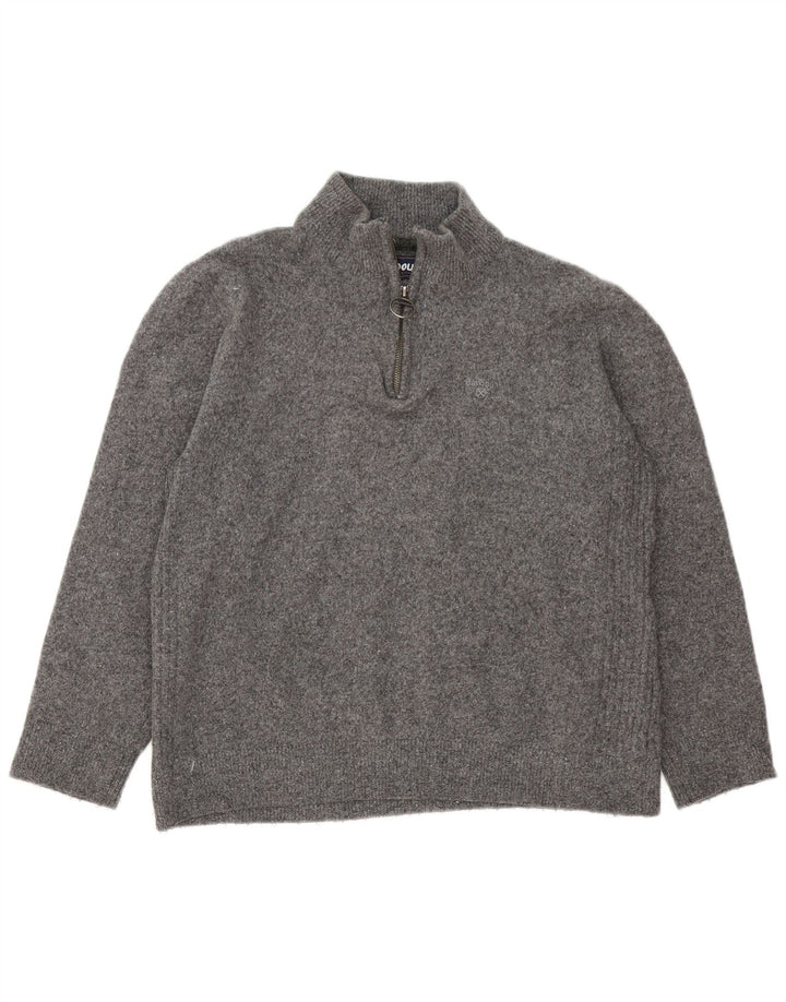 Barbour Pull à col zippé pour femme UK 16 Grande laine grise