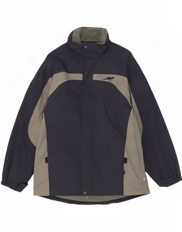 Kangaroos Veste de pluie à capuche pour homme UK 40 Large Bleu marine Colorblock Nylon