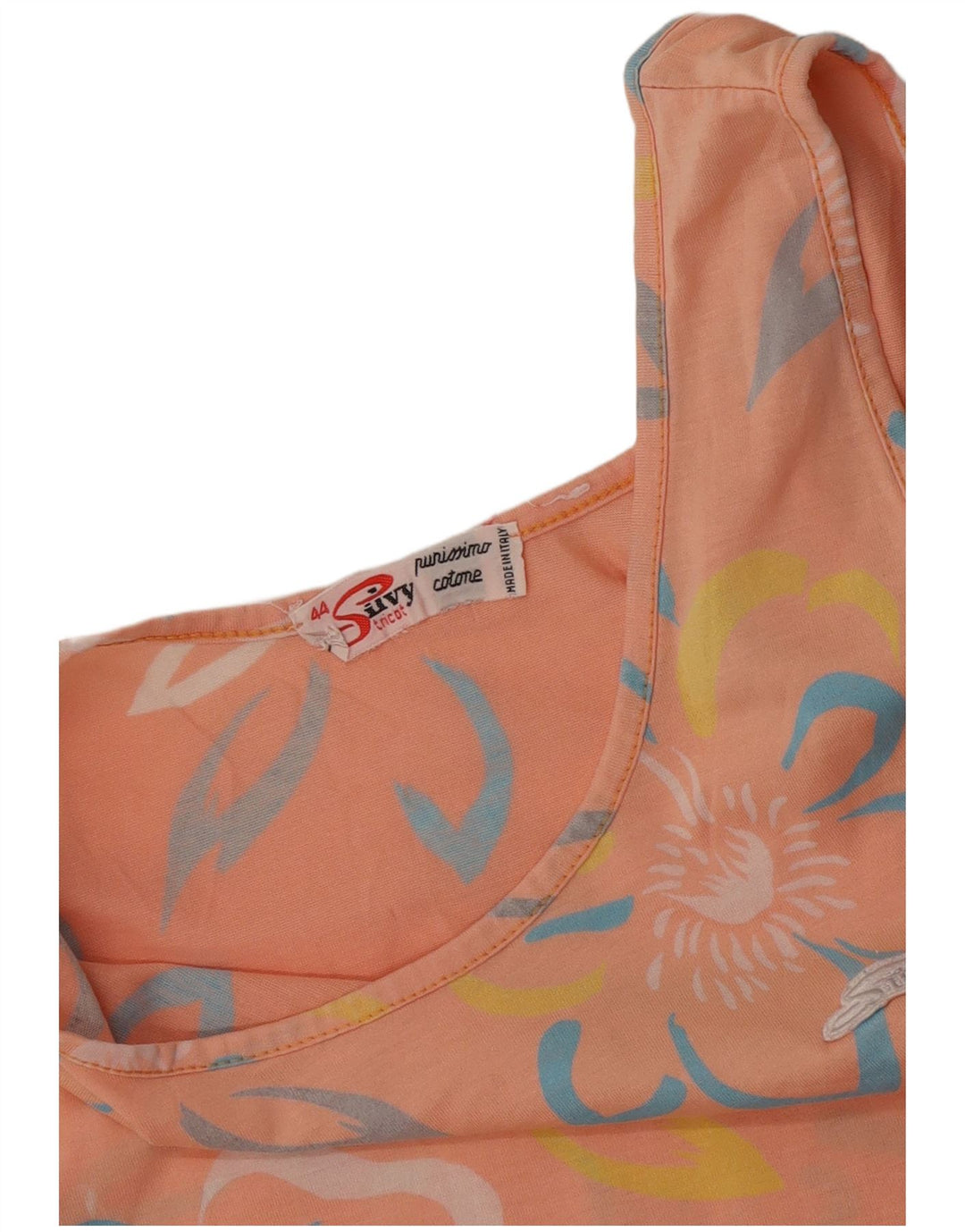 Silvy Débardeur Femme IT 44 Coton Floral Rose Moyen