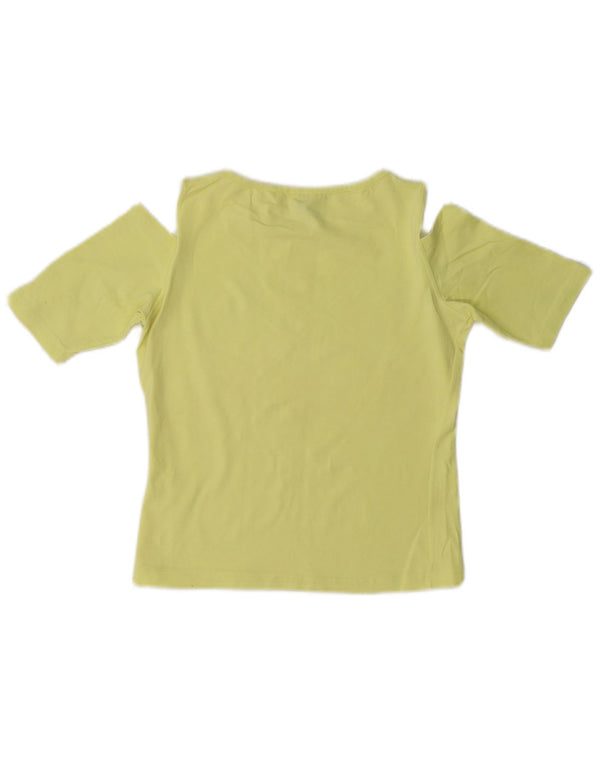 Lee Haut court à épaules dénudées pour femme UK 12 Coton jaune moyen