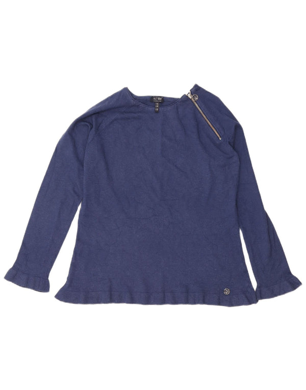 ARMANI Pull col zippé pour femme EU 48 2XL Bleu marine