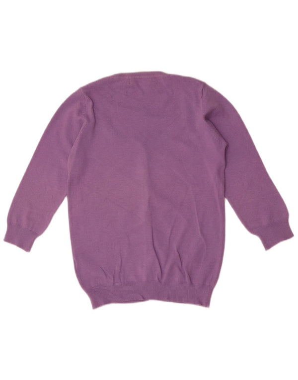 Zara Womens Cardigan à manches 3/4 Pull UK 8 Small Violet Coton