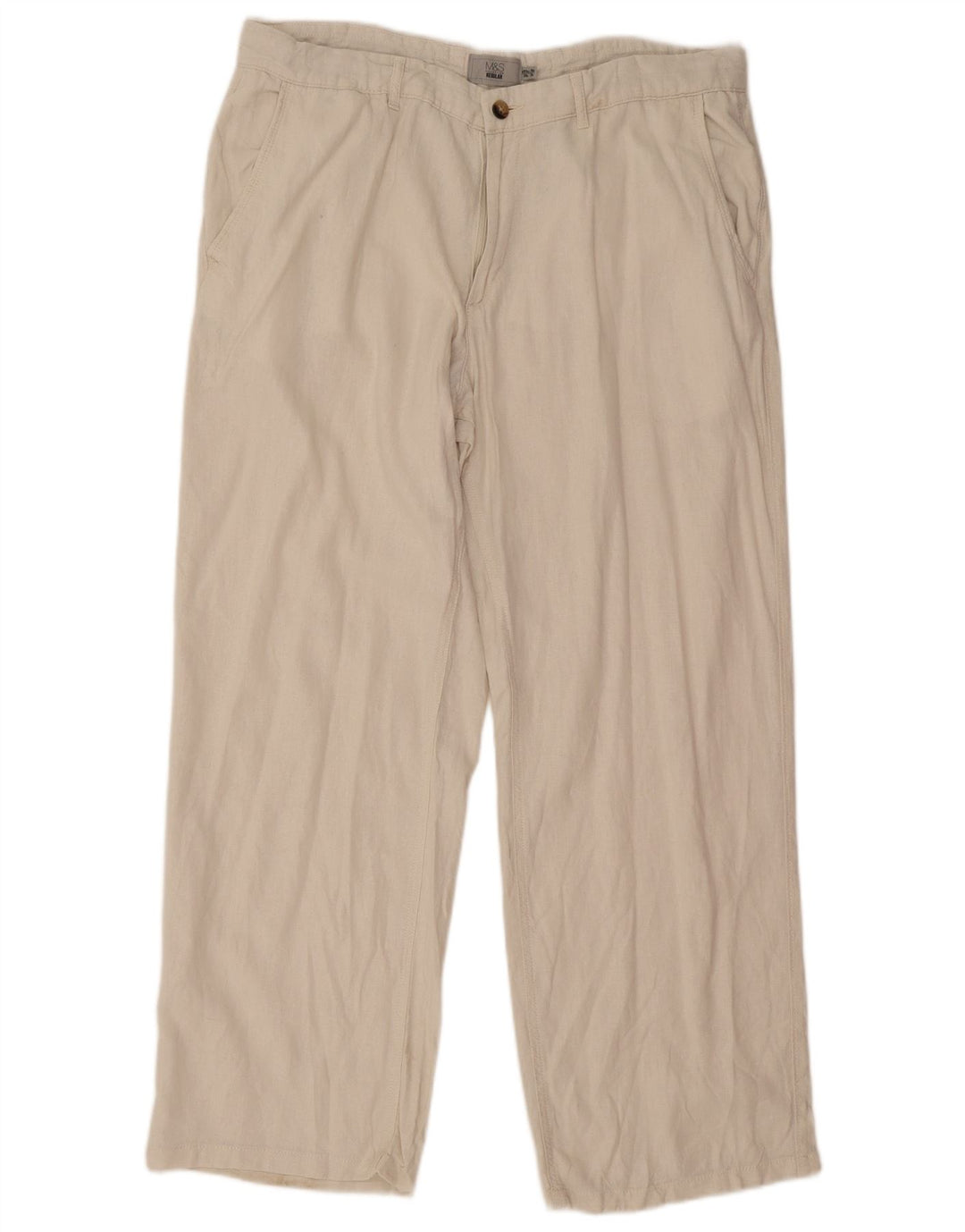 Marks & Spencer Pantalon Chino Droit Regular Homme W38 L31 Blanc Cassé