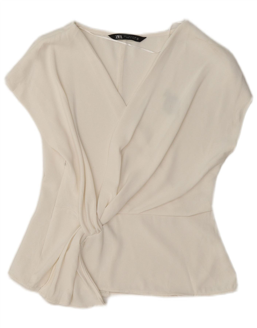 Zara Femme Chemisier Top UK 10 Petit Blanc Polyester