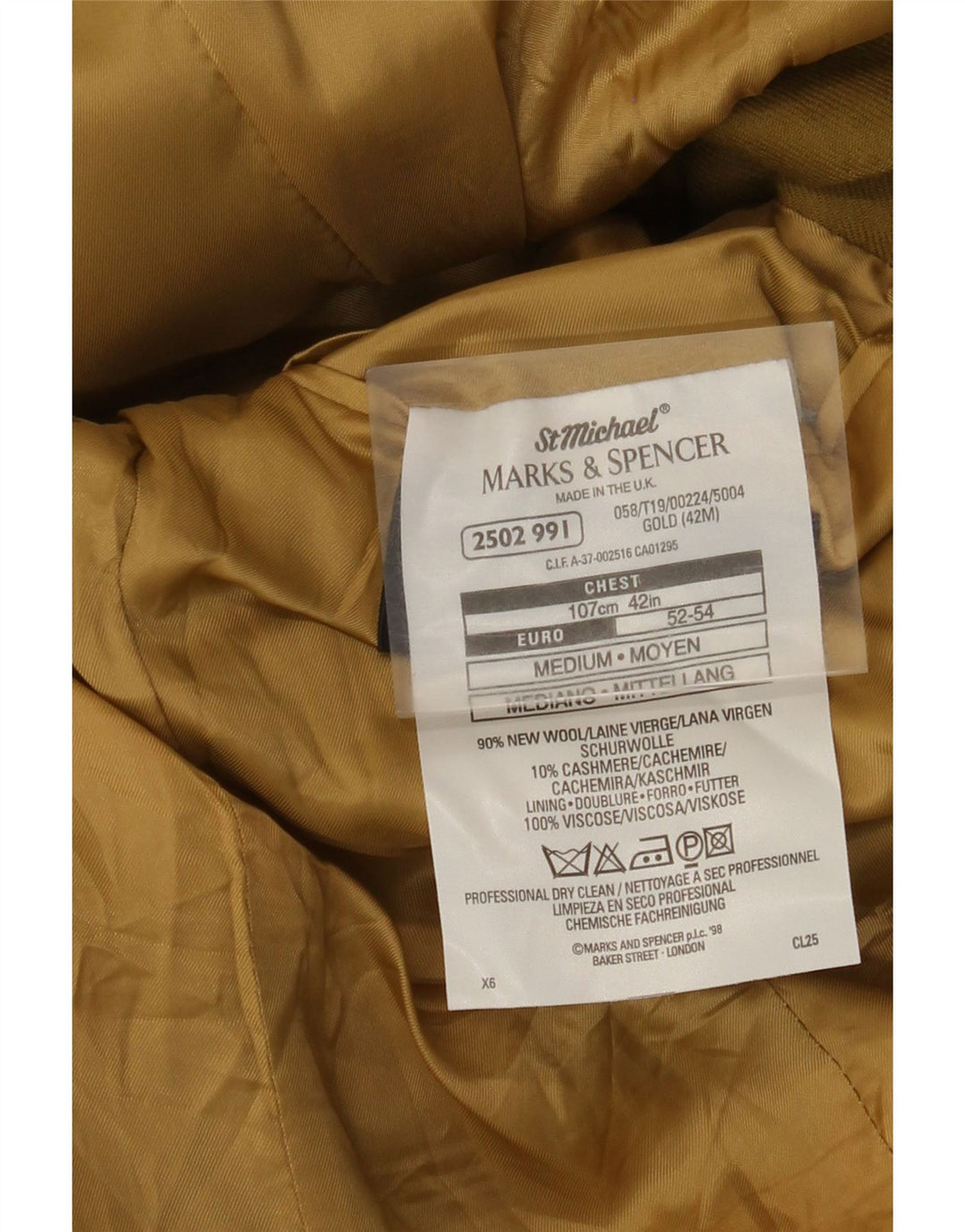 Marks & Spencer Veste blazer à 3 boutons pour homme UK 42 XL Kaki Laine