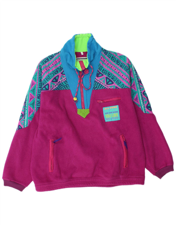 Great Escapes Pull polaire zippé pour homme Grand polyester géométrique violet