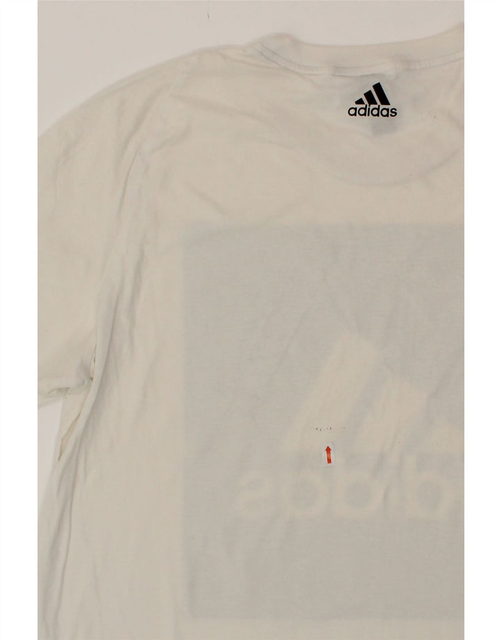 ADIDAS Mens Graphic T-Shirt Top Medium White Vintage Adidas and Second-Hand Adidas from Messina Hembry 