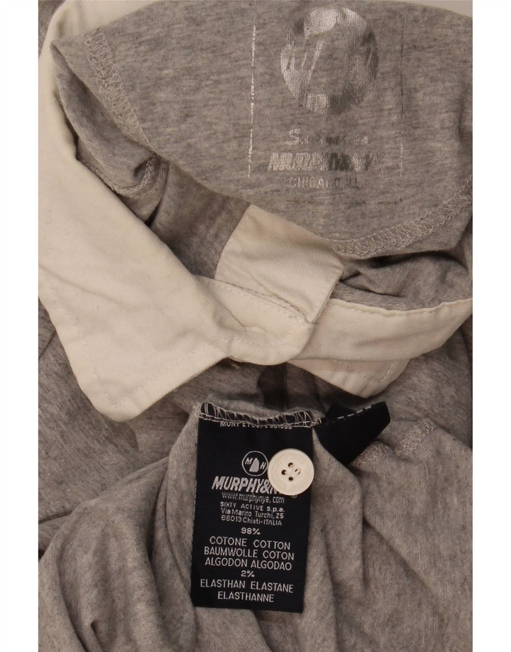 Murphy & Nye Polo de rugby à manches longues pour homme Gris moyen moucheté