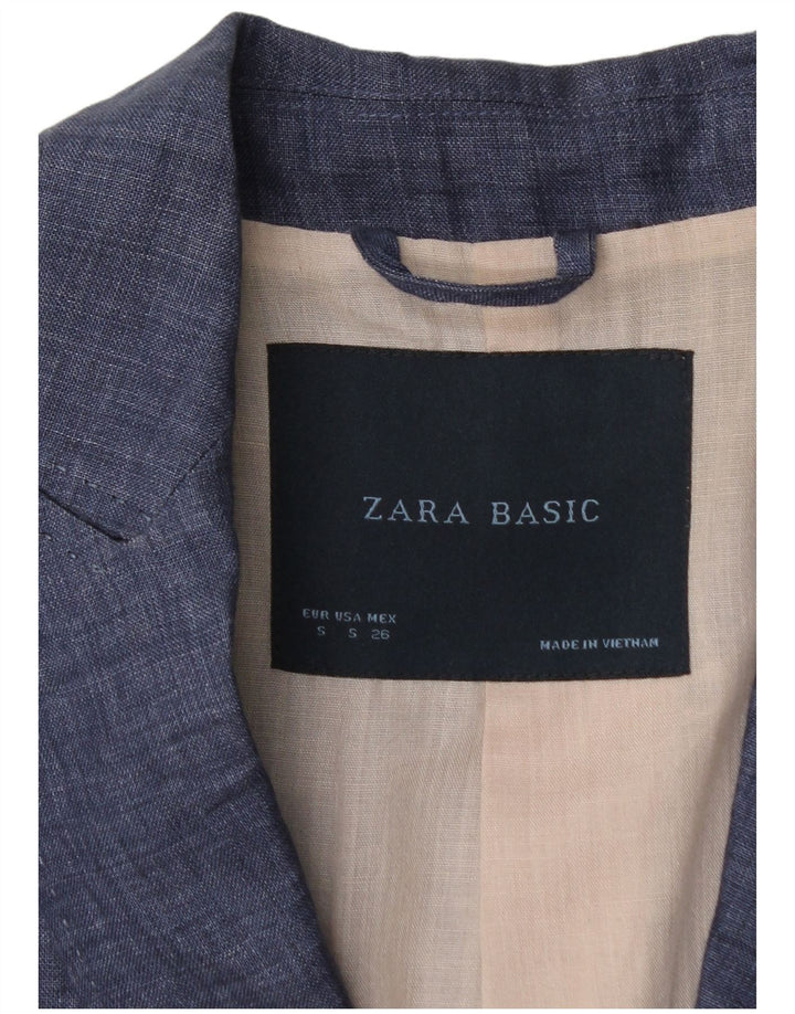 ZARA Femme 1 Bouton Blazer Veste UK 10 Petit Bleu