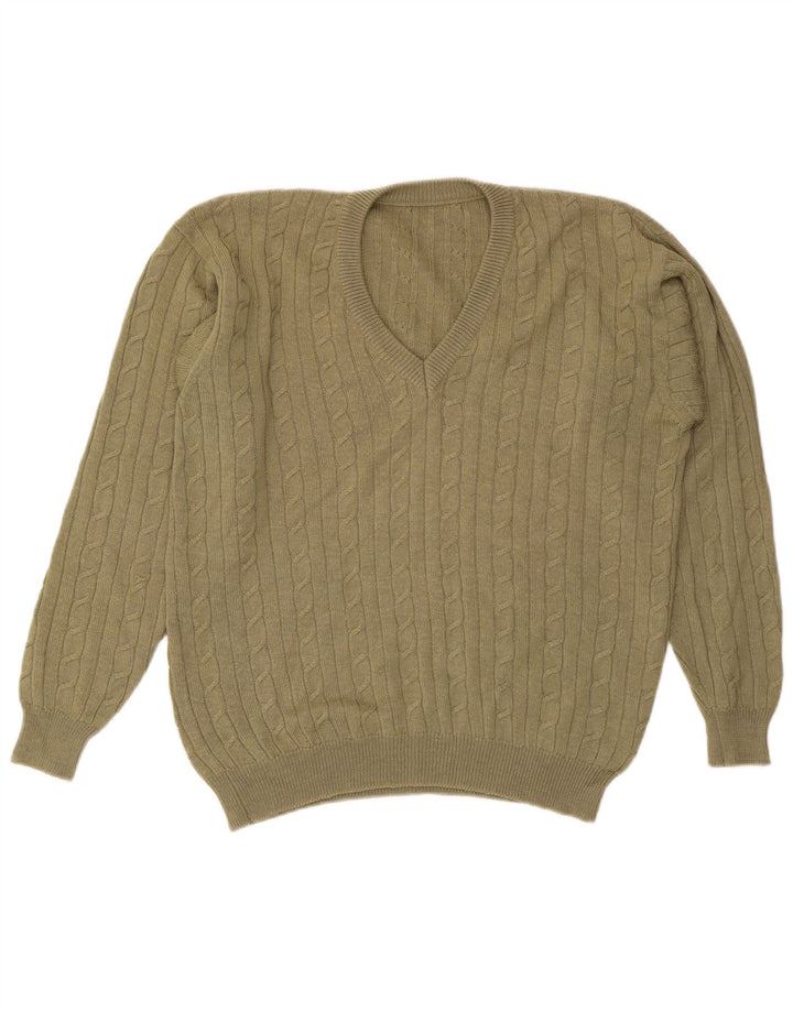 VINTAGE Pull col V homme grand kaki