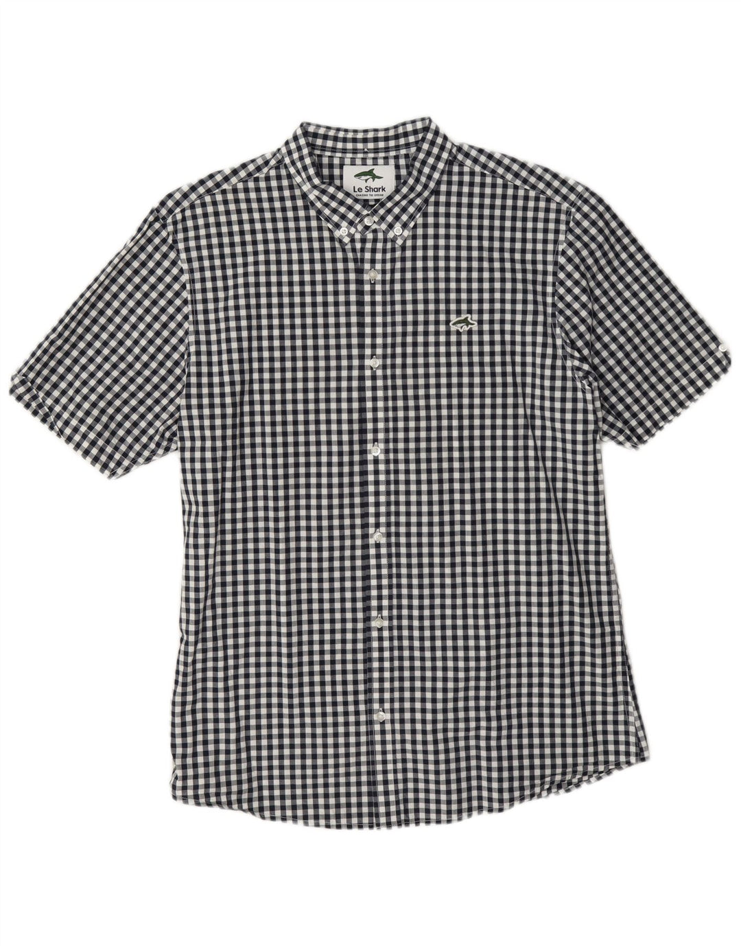 Le Shark Chemise à manches courtes pour homme en coton vichy bleu marine