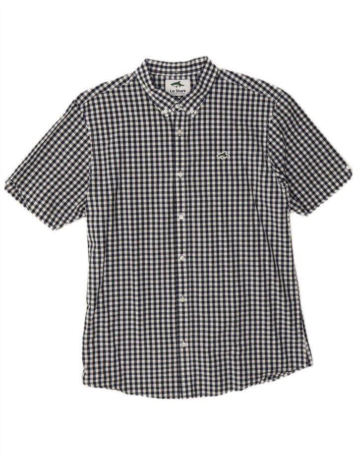 Le Shark Chemise à manches courtes pour homme en coton vichy bleu marine