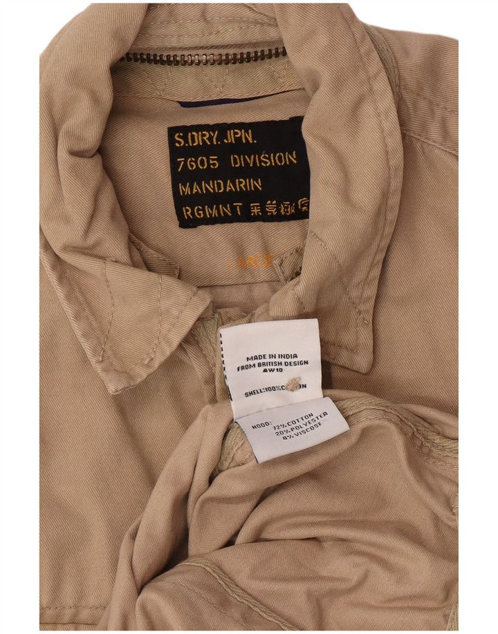 Superdry Chemise Militaire Large Beige Coton Homme