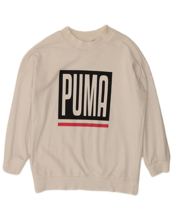Puma Sweat-shirt graphique coupe ample pour femme UK 10 Petit coton blanc
