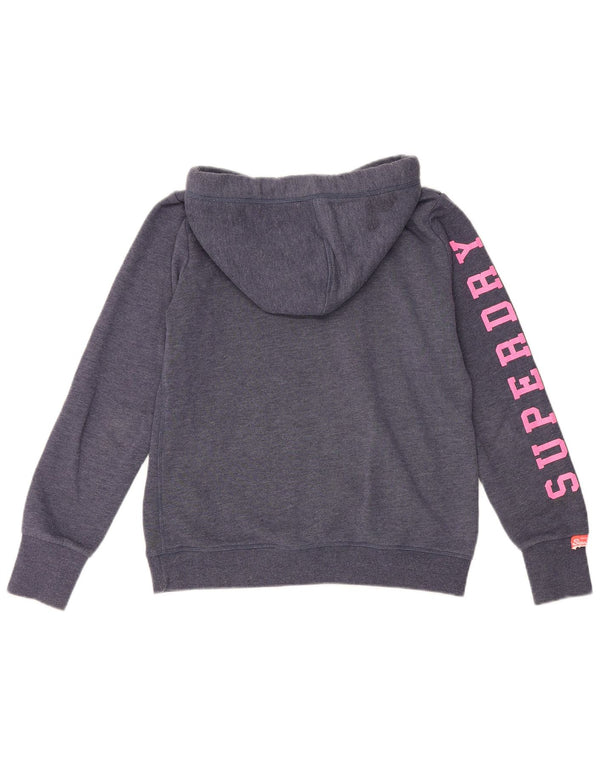 Superdry Pull à capuche graphique pour femme UK 16 Large Bleu Coton