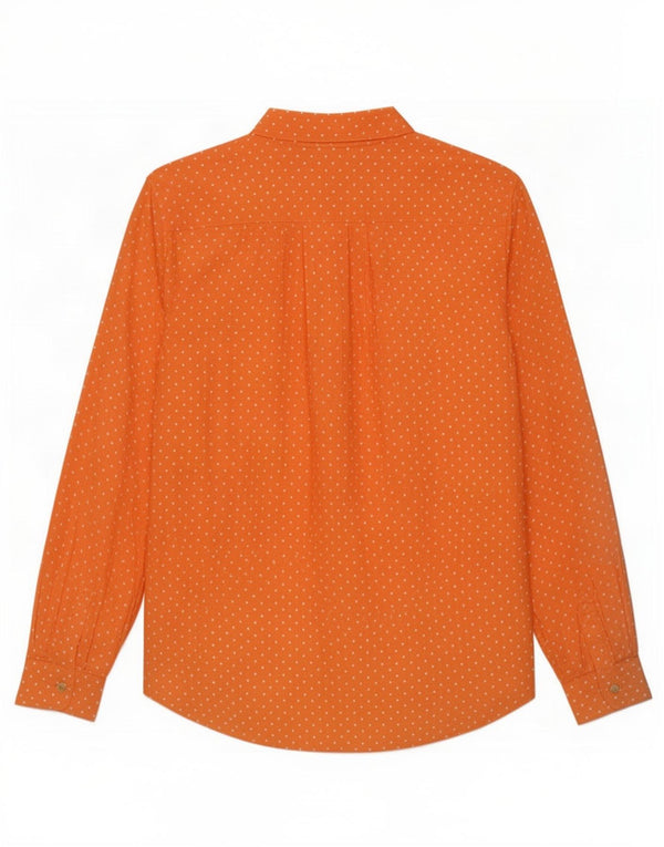 vintage Femme Chemise surdimensionnée Blouse UK 16 Grande Viscose tachetée orange