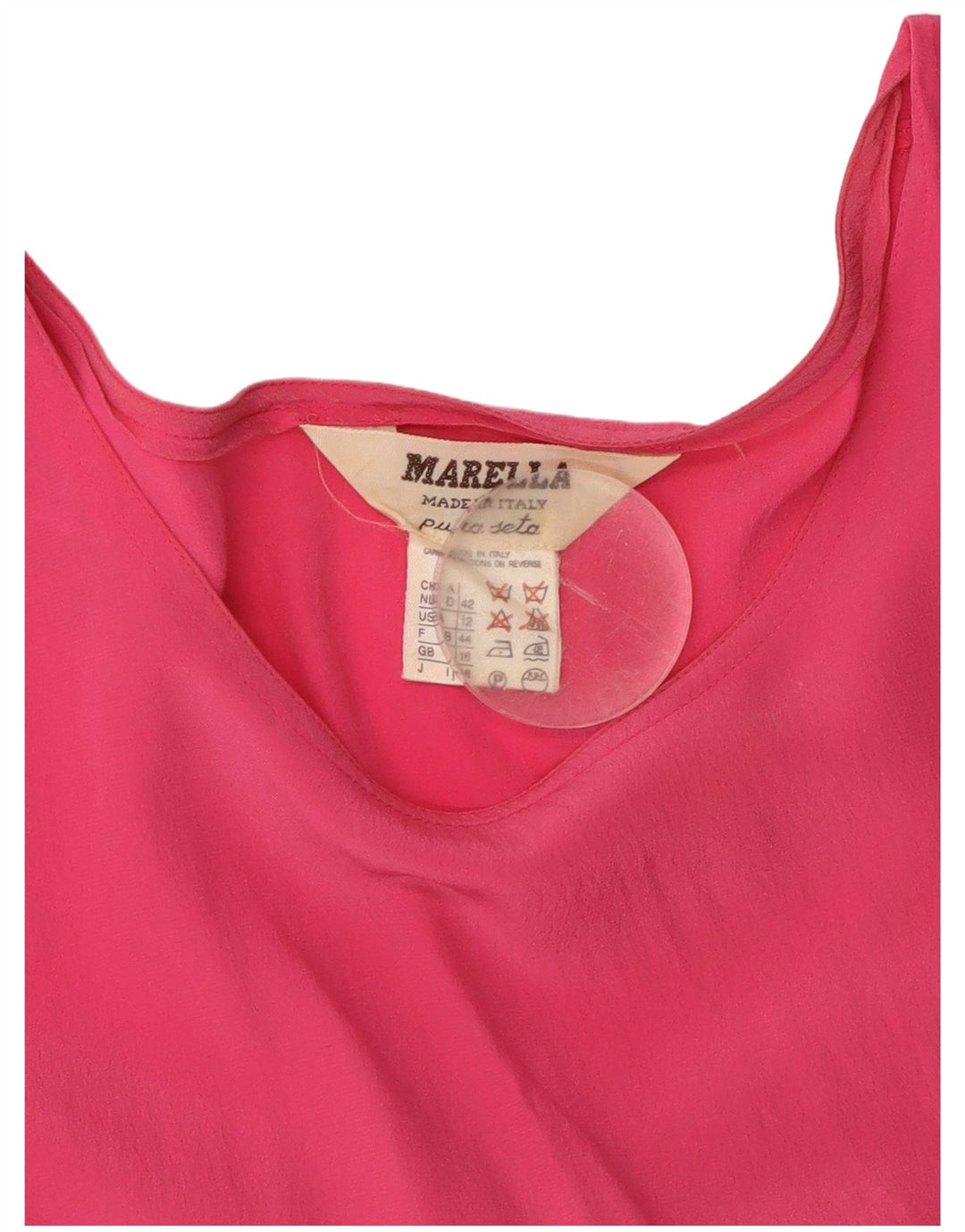 MARELLA Chemisier Femme Top UK 16 Grande Soie Rose
