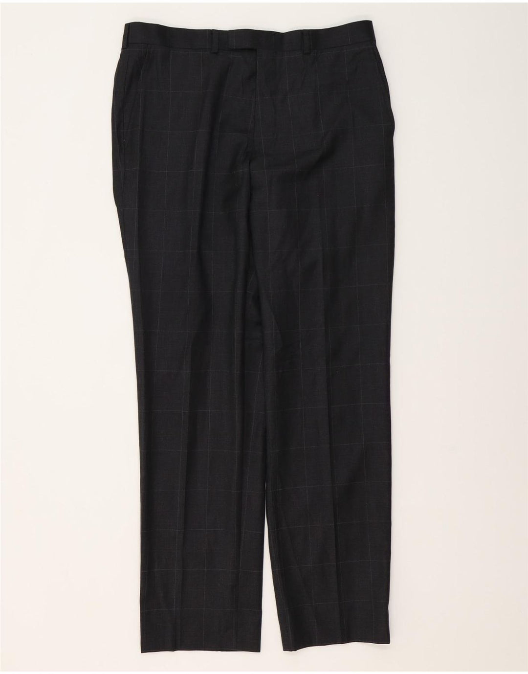MARKS & SPENCER Pantalon de Costume Coupe Regular Homme W34 L31 Laine à Carreaux Gris