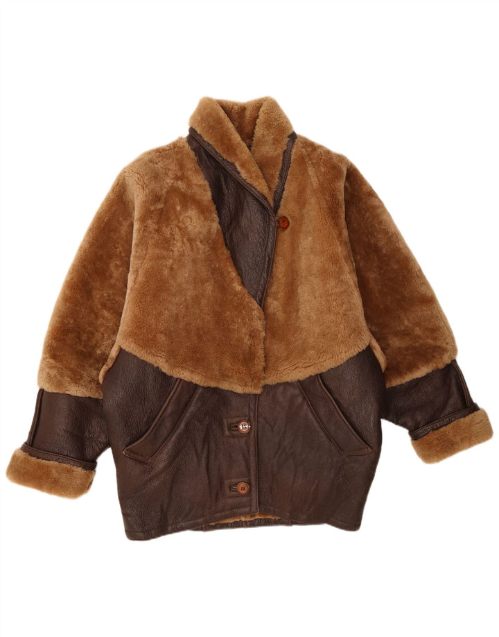 veste surdimensionnée femme vintage IT 40 Petit colorblock brun