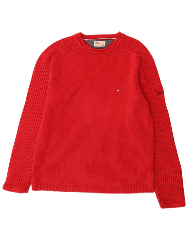 Tommy Hilfiger Pull à col rond pour homme en coton rouge Large
