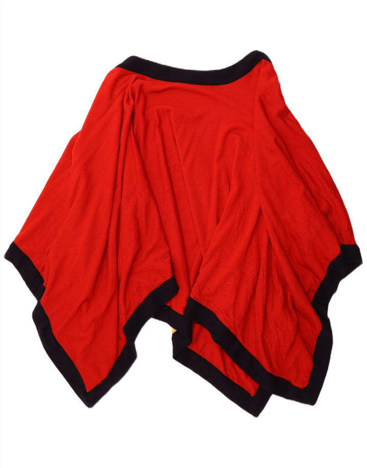 VINTAGE Manteau Poncho Ouvert Asymétrique Femme Taille Unique Rouge Colourblock