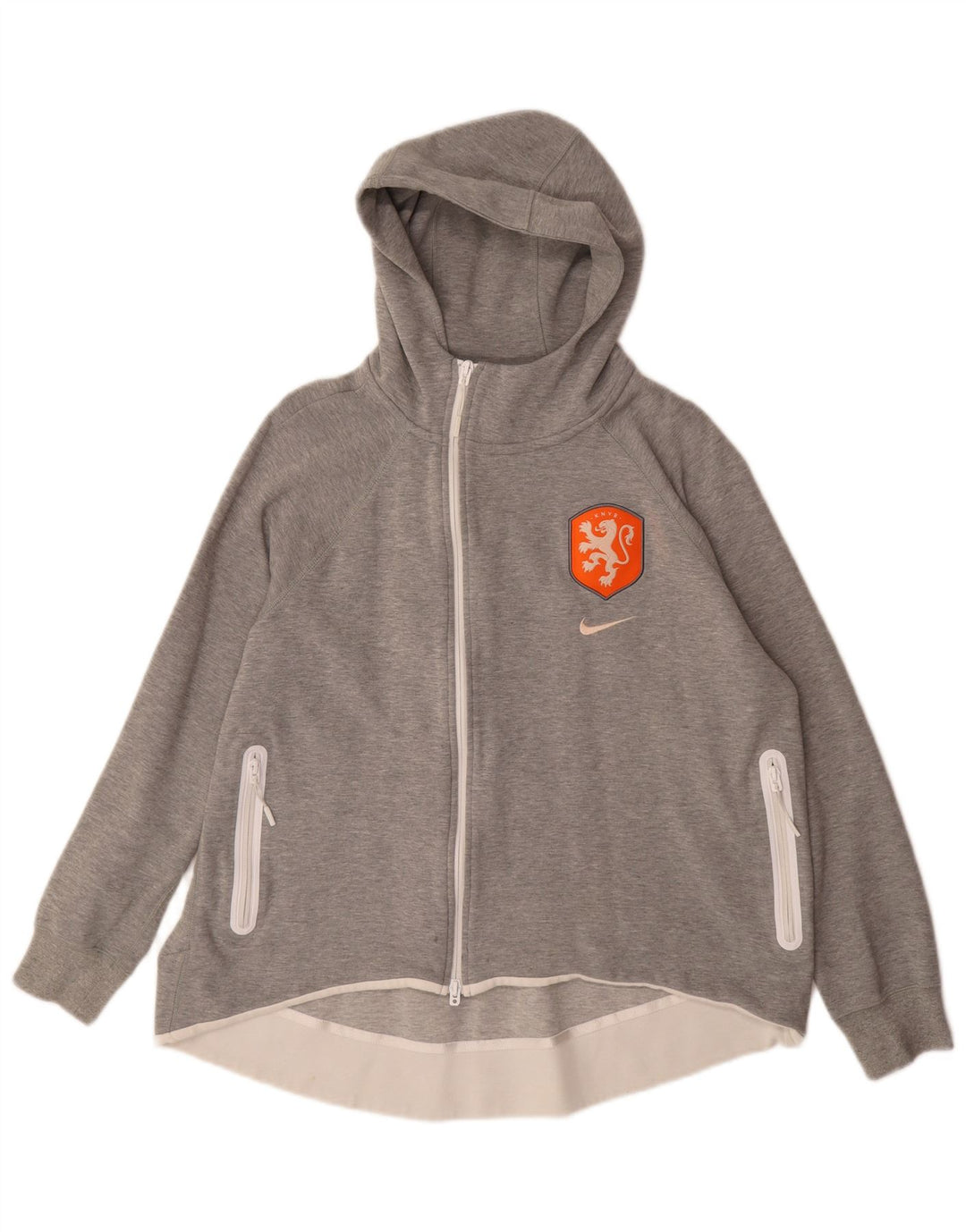 NIKE Pull à capuche zippé pour femme UK 16 Grand coton gris