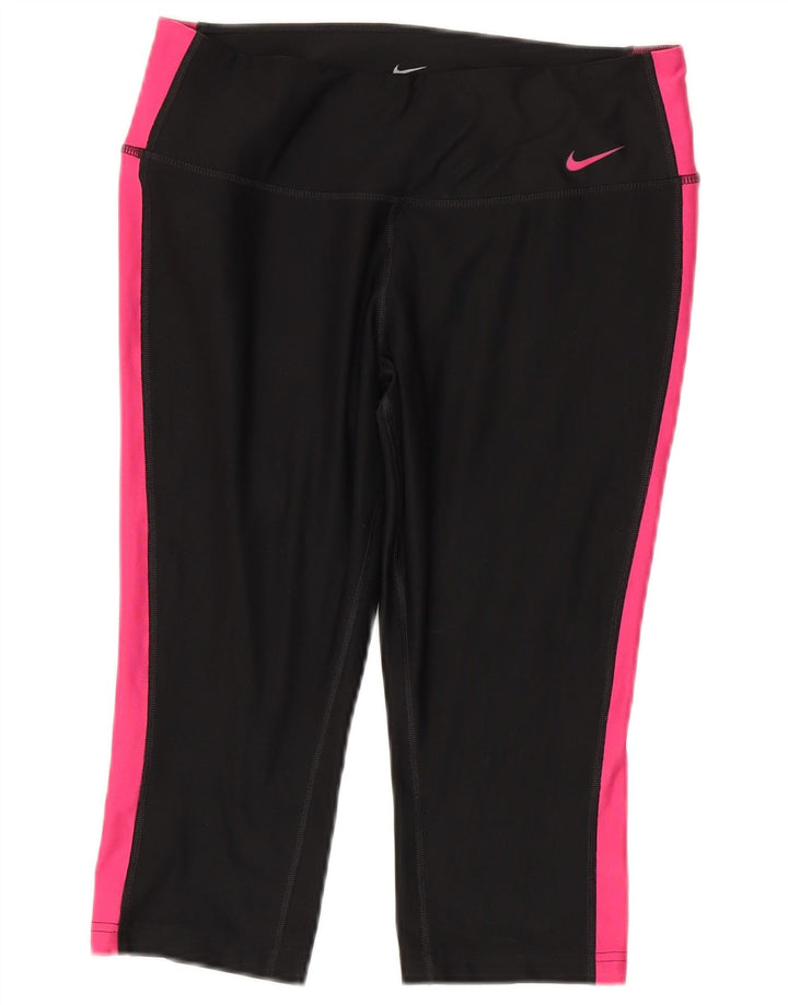 Nike Legging Capri Dri Fit pour femme UK 12 Noir moyen colour block