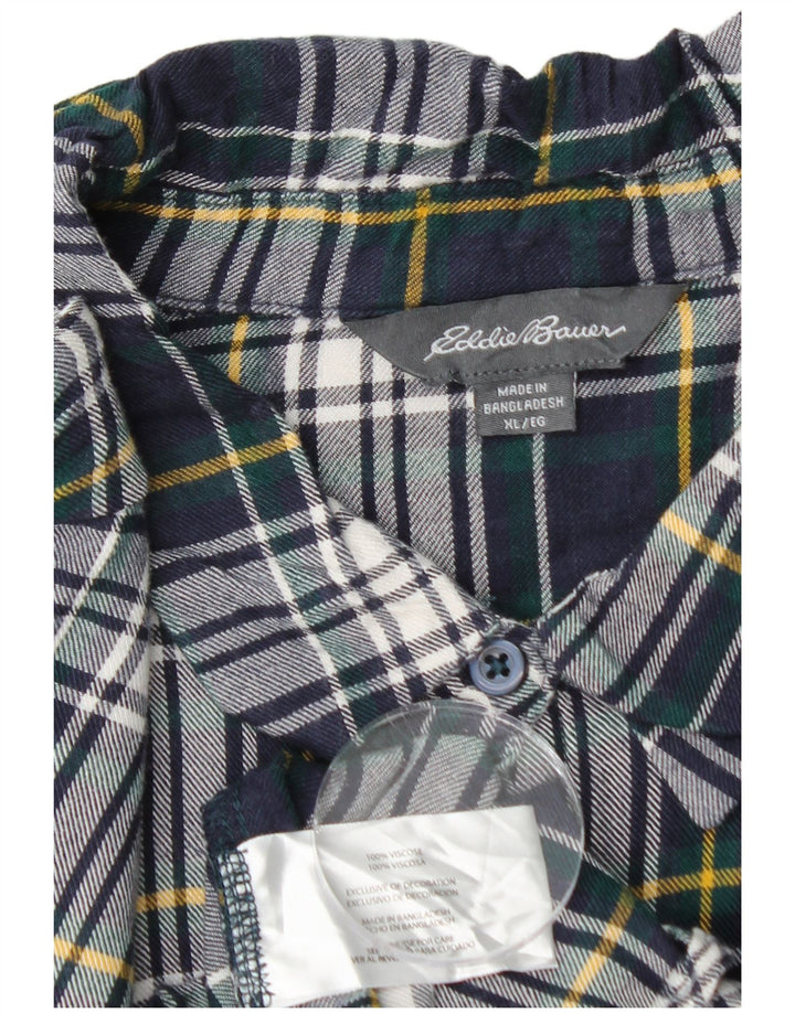 EDDIE BAUER Chemise en flanelle pour femme UK 18 XL Bleu marine à carreaux en viscose