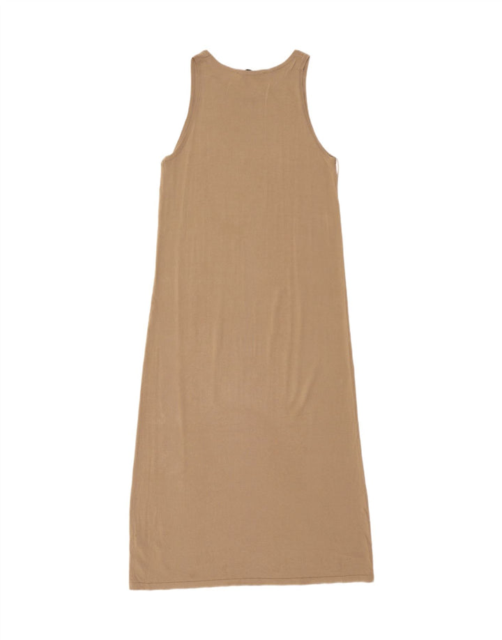 ZARA Womens Sleeveless Maxi Dress UK 12 Medium Brown Viscose